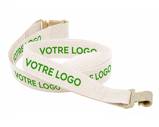 Lanière de cou compostable en fibres de bois pour événements corporatifs écoresponsables