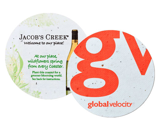 Sous-verre promotionnel en papier ensemencé à planter avec graines de fleurs sauvages