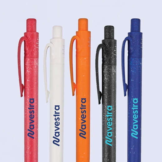 Stylo gel promotionnel fabriqué en polypropylène recyclé et coquillages